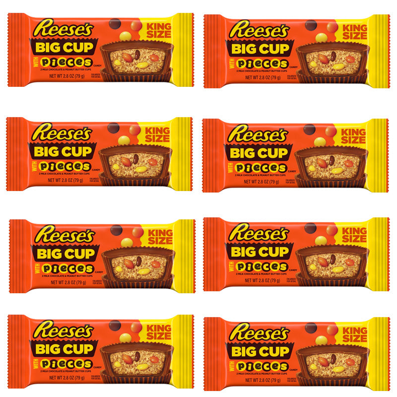 Reese's Big Cup with Pieces King Size Chocolate Peanut Butter Cups 79g (8 & 16 Packs)