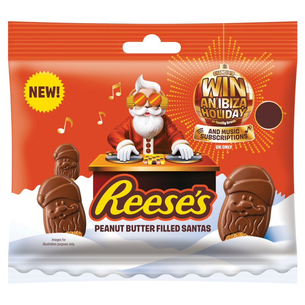 Reese's Peanut Butter Filled Santas Treat Bag 55g (10 & 20 Bags)