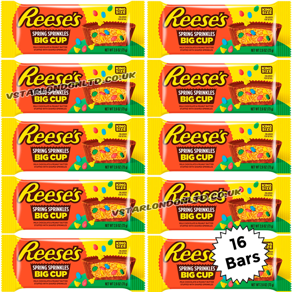 Reese’s Peanut Butter Sprinkles Big Cup Kingsize 73g (6, 12 & 16 Bars)