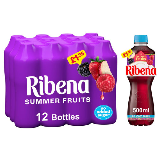 Ribena Summer Fruits No Added Sugar Juice Drink 500ml PMP (Case of 12)