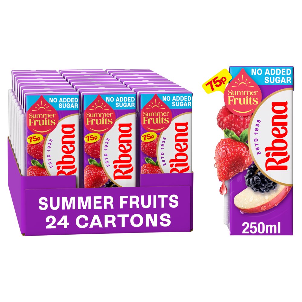Ribena Summer Fruits No Added Sugar Juice Drink Carton 250ml PMP (Case of 24)