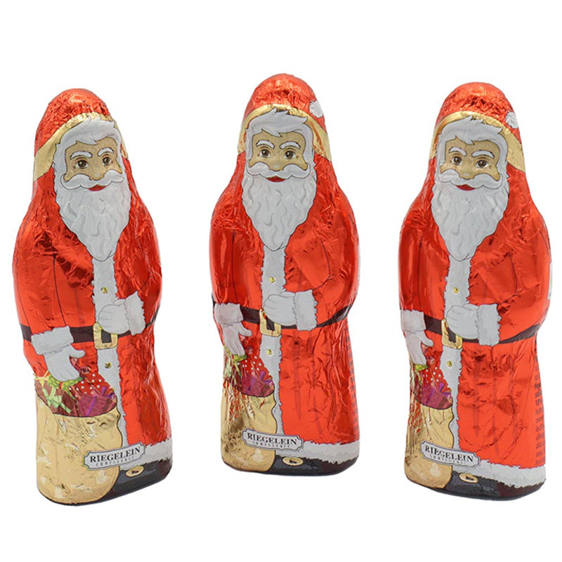 Riegelein Hollow Milk Chocolate Santa Figures 11 x 25g Christmas Chocolates Drum