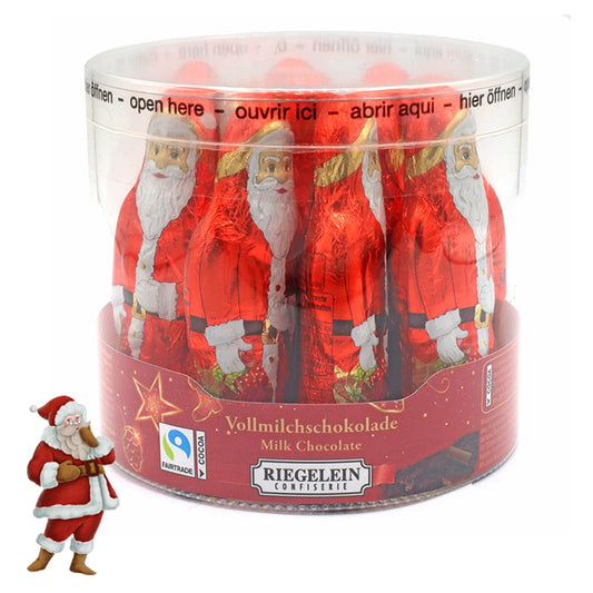 Riegelein Hollow Milk Chocolate Santa Figures 11 x 25g Christmas Chocolates Drum