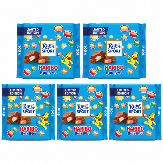 Ritter Sport Limited Edition Haribo Balla Bites Chocolate 100g (Pack of 5)