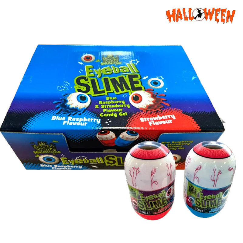Rose Eyeball Slime Halloween Sweets 100g x 12 - Blue Raspberry & Strawberry flavours