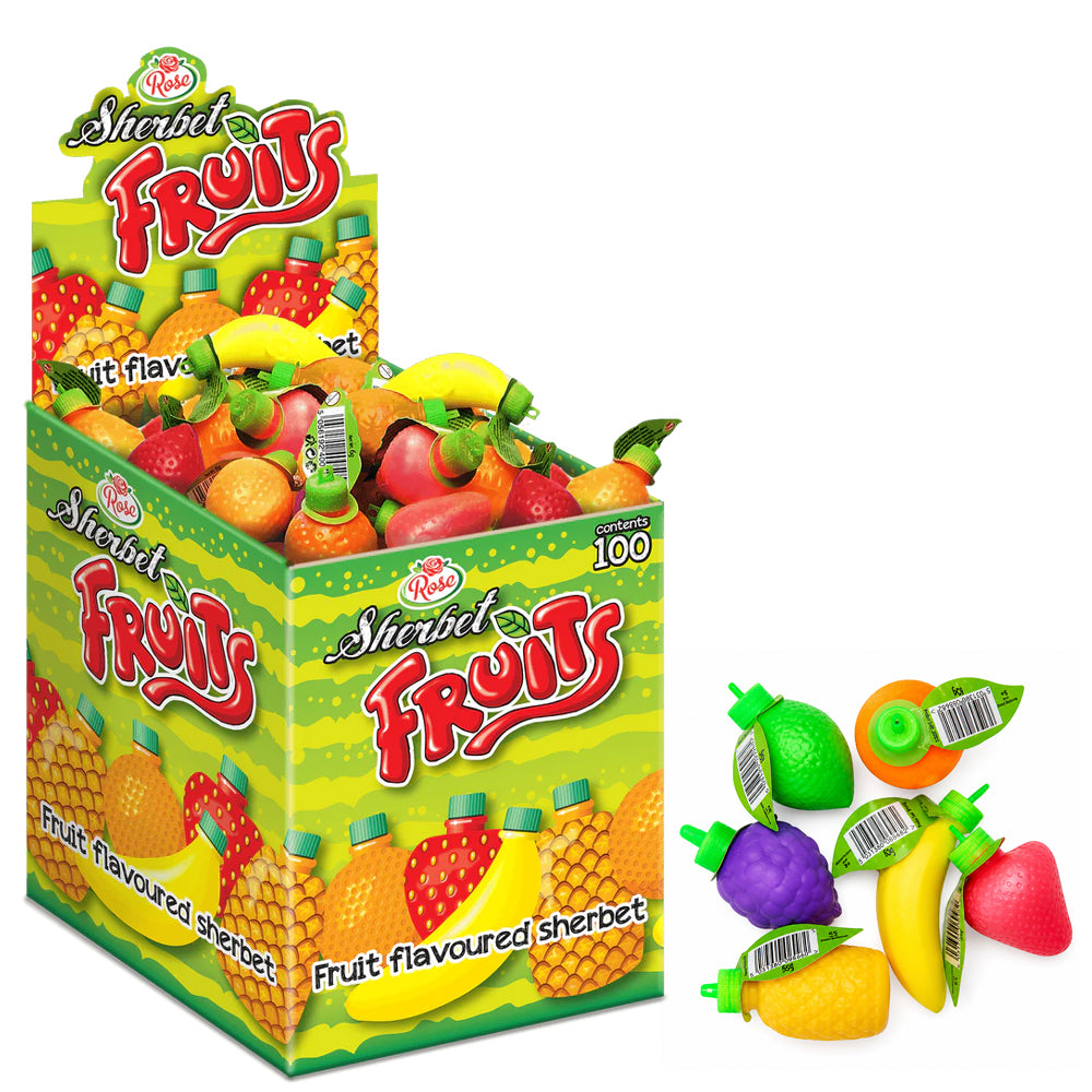Rose Sherbet Fruits 10g (100 Count) Fizzy Centre Retro Sweets