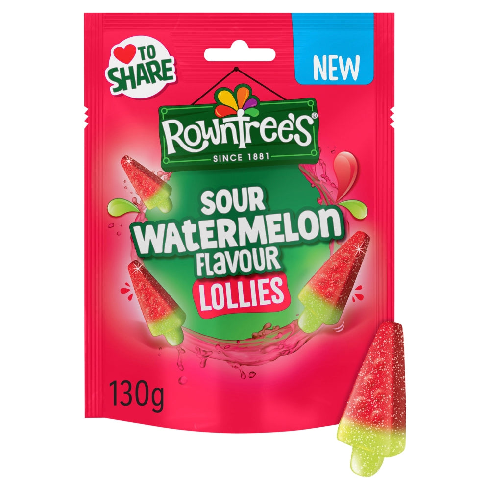 Rowntree's Sour Watermelon Lollies Sharing Bag 130g (Box of 9)