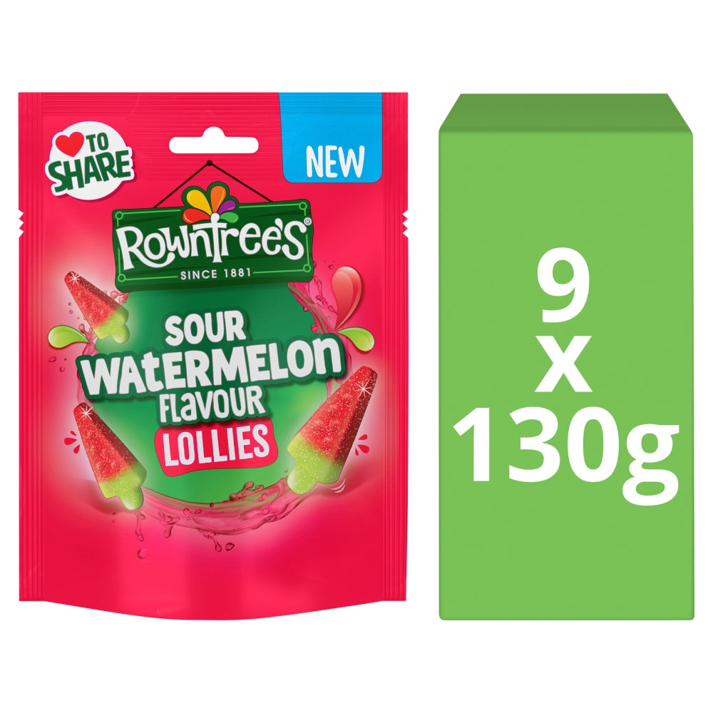 Rowntree's Sour Watermelon Lollies Sharing Bag 130g (Box of 9)