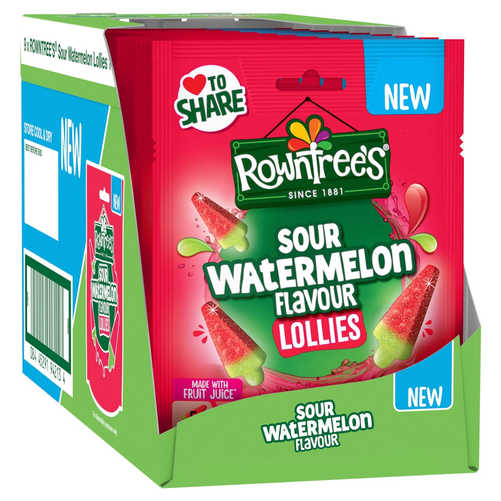 Rowntree's Sour Watermelon Lollies Sharing Bag 130g (Box of 9)