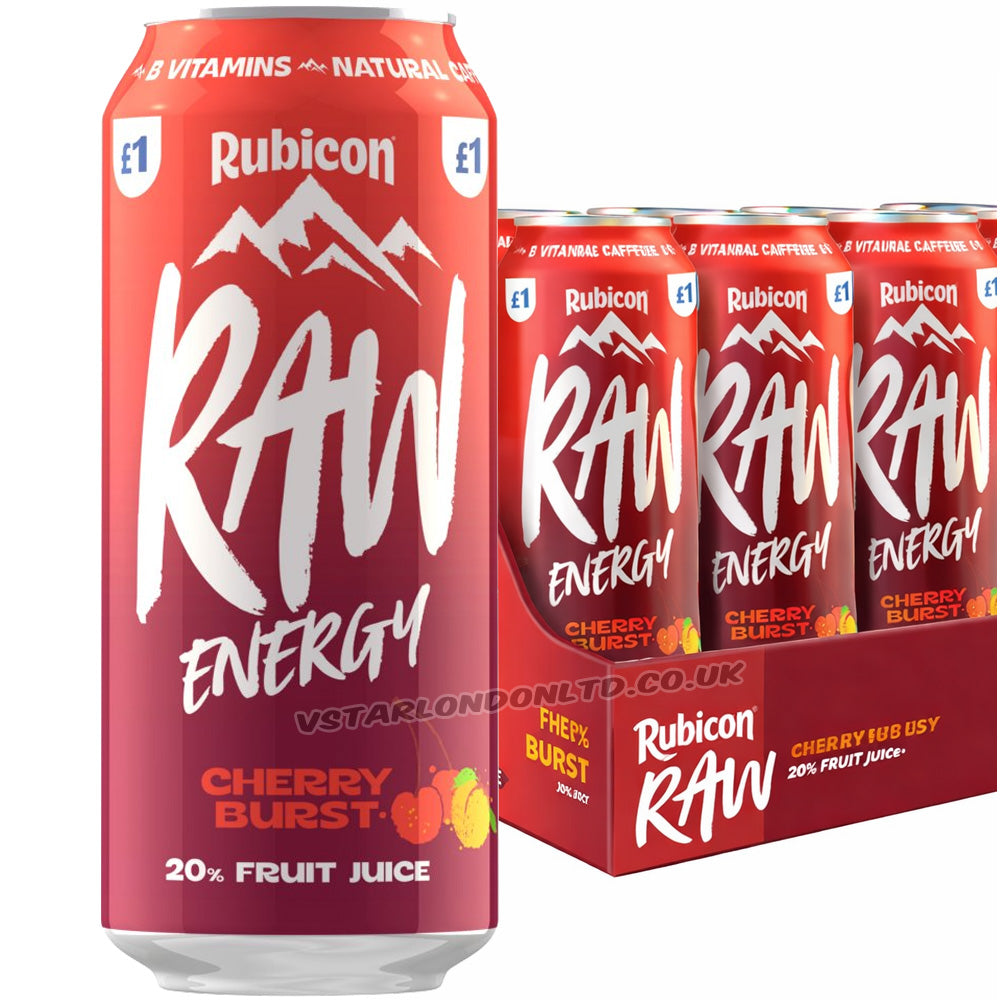 Rubicon RAW Energy Cherry Burst 500ml PMP (Case of 12) Fruit Juice Energy Drink