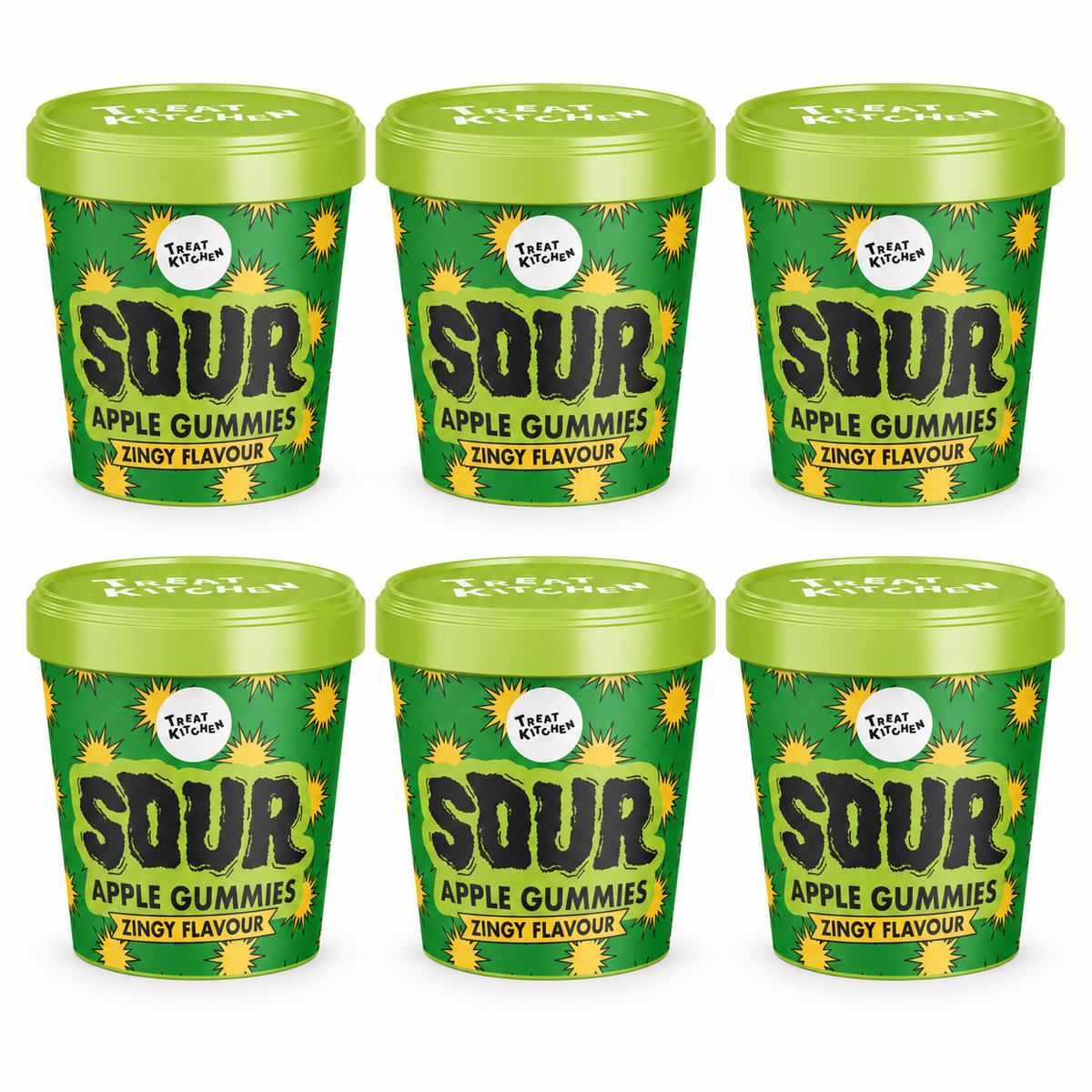 Treat Kitchen Sour Green Apple Gummies Tub 90g (6 & 12 Tubs)