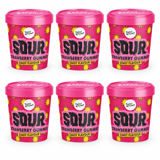 Treat Kitchen Sour Strawberry Gummies Tub 90g (6 & 12 Tubs)