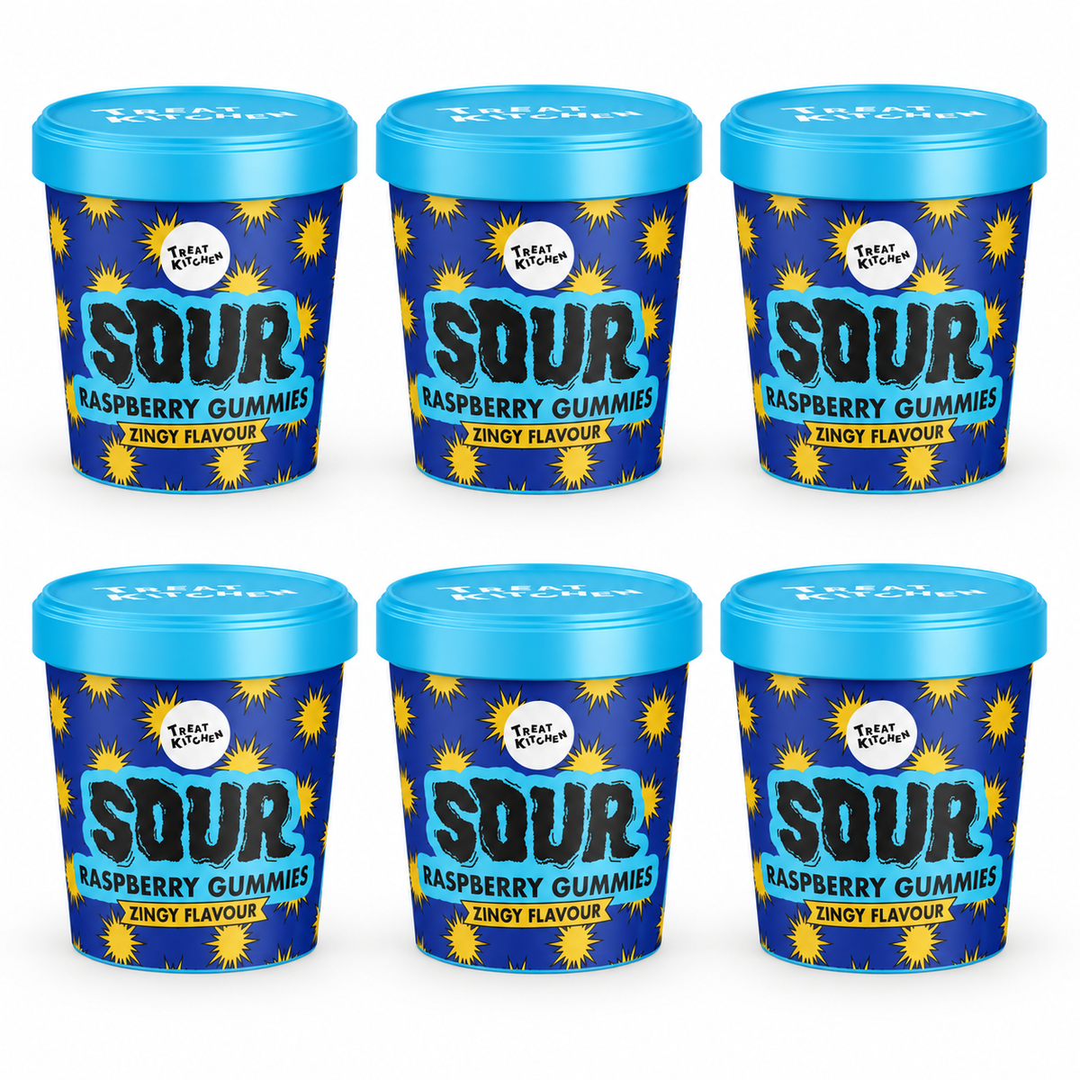 Treat Kitchen Sour Raspberry Gummies Tub 90g (6 & 12 Tubs)