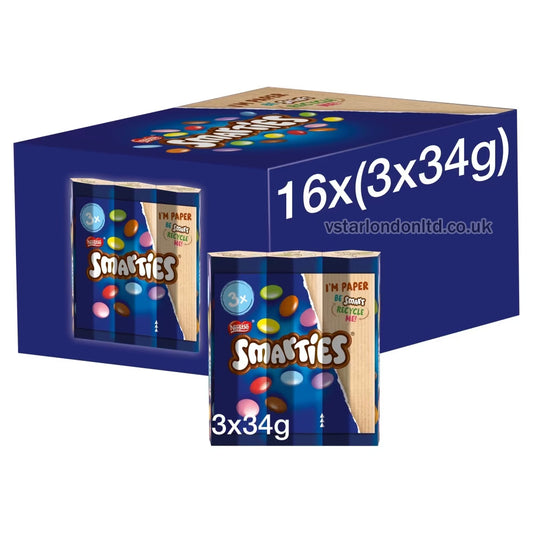 Smarties Milk Chocolate Tube Multipack 16 x (3 x 34g)
