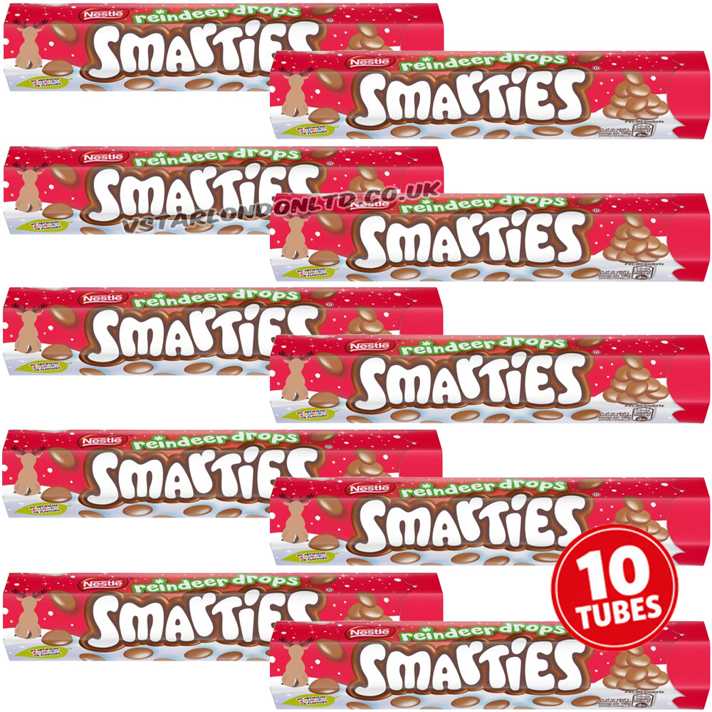 Smarties Reindeer Drops Milk Chocolate Giant Tube 120g (10 & 20 Tubes)