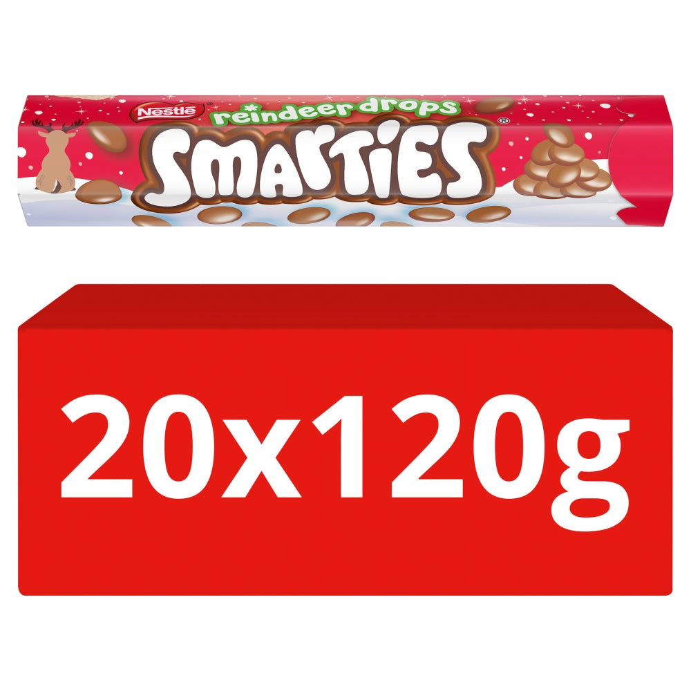 Smarties Reindeer Drops Milk Chocolate Giant Tube 120g (10 & 20 Tubes)
