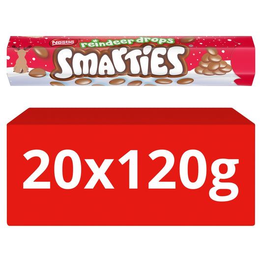 Smarties Reindeer Drops Milk Chocolate Giant Tube 120g (10 & 20 Tubes)