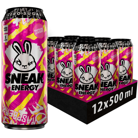 Sneak Energy Raspberry Lemonade Cans 500ml (Pack of 12)