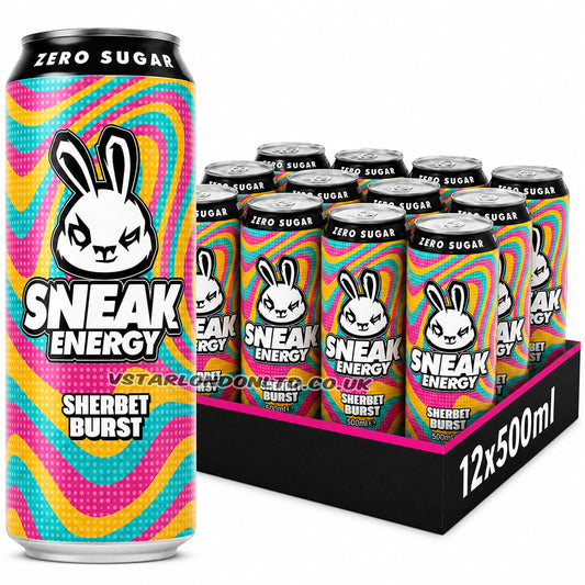 Sneak Energy Sherbet Burst Can 500ml (6 & 12 Cans) – Zero Sugar Energy Drink