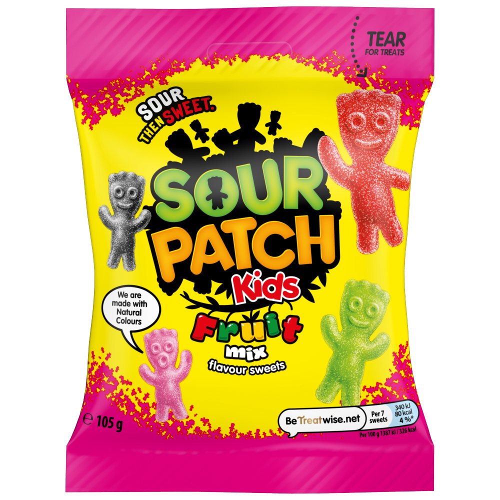 Sour Patch Kids Fruit Mix Candy 105g Bags (Box of 10)