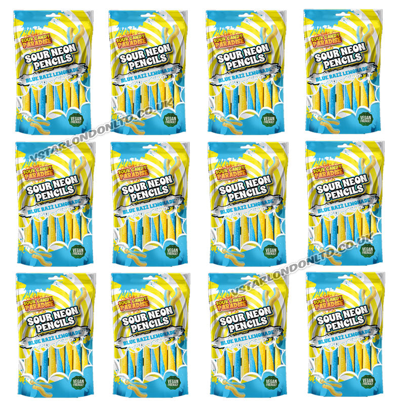Neon Pencils Candy 130g | Strawberry, Sour & Tropical Flavours (Box of 12 Packs)