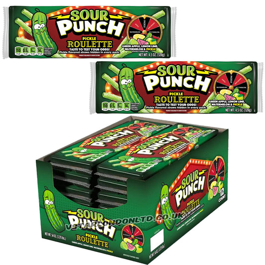 Sour Punch Pickle Roulette Straws Pack 128g (12 & 24 Packs)