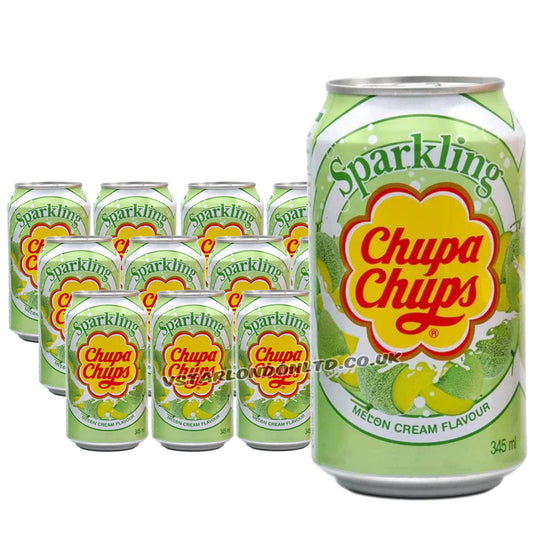 Chupa Chups Sparkling Melon and Cream Soda 345ml (12 & 24 Cans)