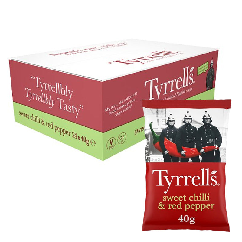 Tyrrells Hand Cooked English Crisps 40g Variety 6 Flavours Vegetarian Gluten Free