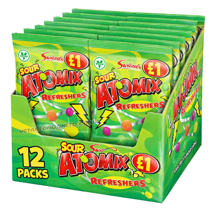 Swizzels Atomix Refreshers Sour Fruit Chews 100g PMP x 12 Packs