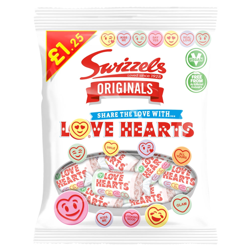 Swizzels Originals Love Hearts Bag 12 x 125g PMP