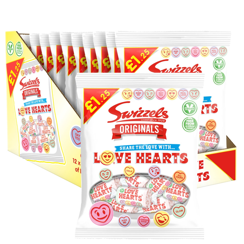 Swizzels Originals Love Hearts Bag 12 x 125g PMP