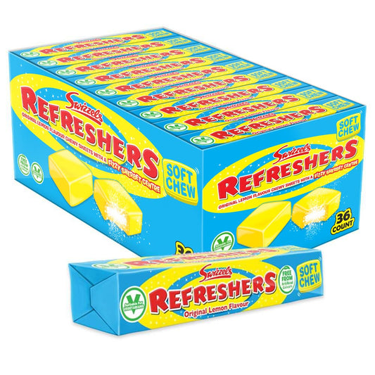 Swizzels Refreshers Chews Lemon Stick Packs 43g (Box of 36)