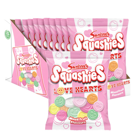 Swizzels Squashies Love Hearts Mixed Fruit Gums 120g – Box of 12