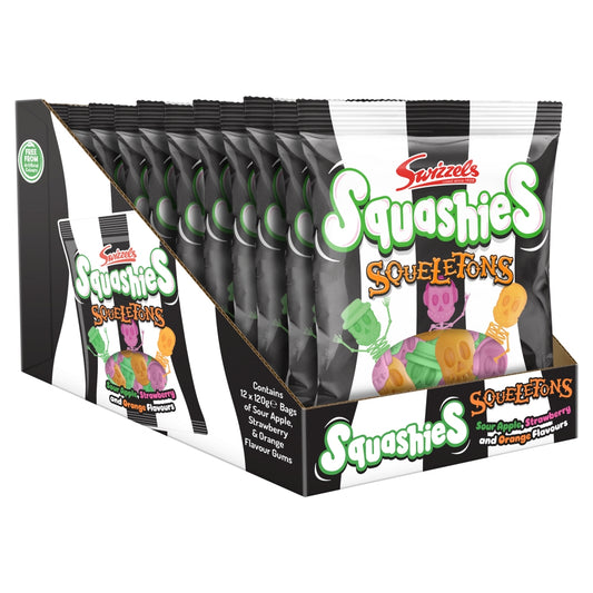 Swizzels Squashies Squeletons Halloween Sweets 12 x 120g Bags