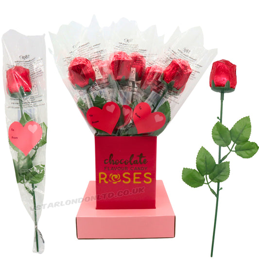 Tasty Choco Chocolate Roses 18 x 18g – Foil Wrapped Gift Treats