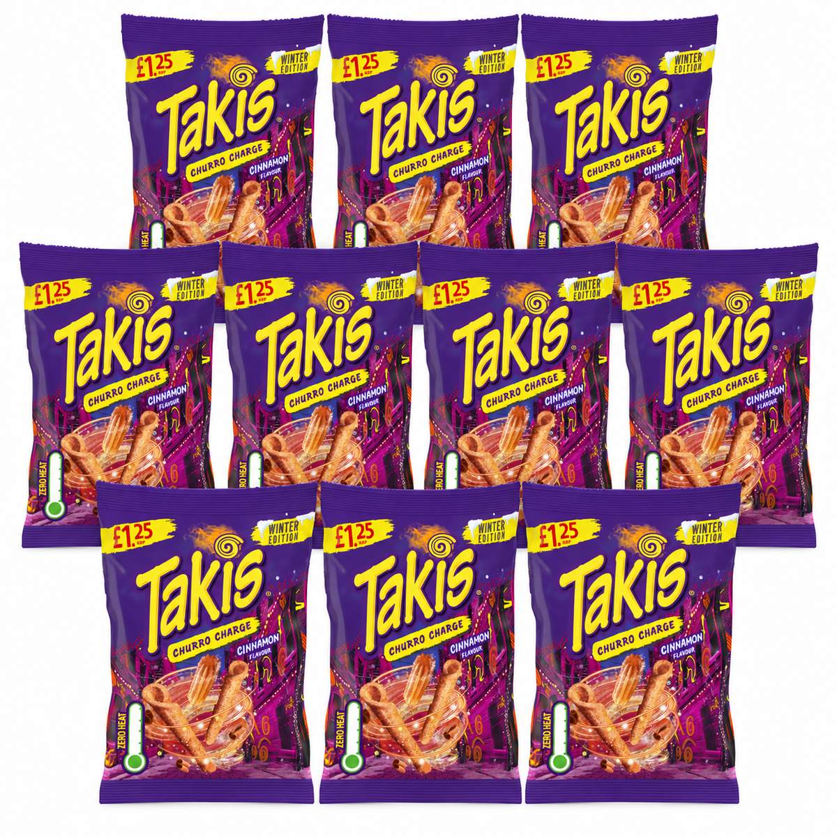 Takis Winter Edition Churro Charge Cinnamon Flavour 55g (10 & 21 Bags)