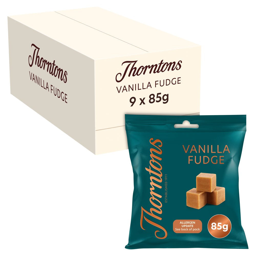 Thorntons Vanilla Fudge – 9 x 85g Boxes | Smooth & Creamy Vanilla Fudge Cubes