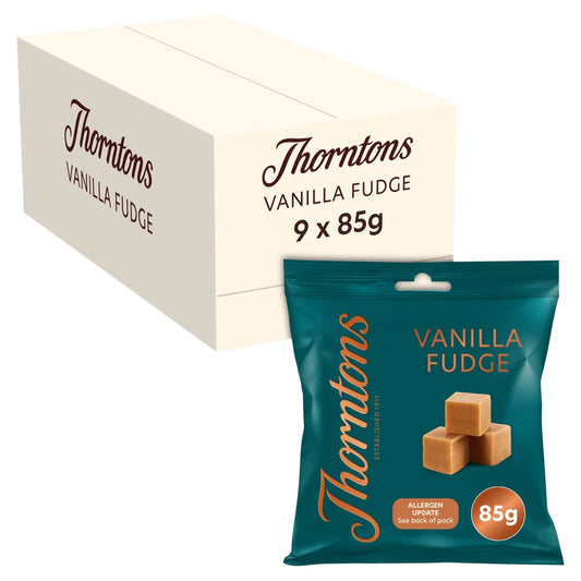 Thorntons Vanilla Fudge – 9 x 85g Boxes | Smooth & Creamy Vanilla Fudge Cubes