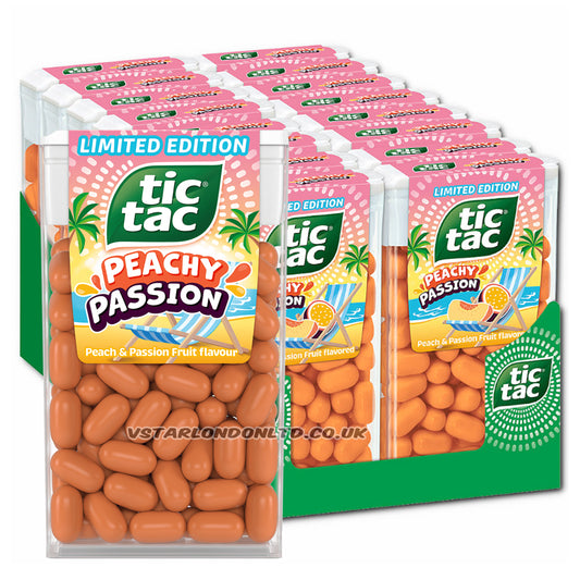 Tic Tac Peach & Passion Fruit 24x18g – Fruity Mint Full Box