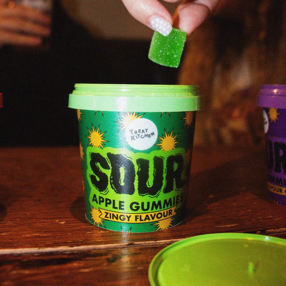 Treat Kitchen Sour Green Apple Gummies Tub 90g (6 & 12 Tubs)