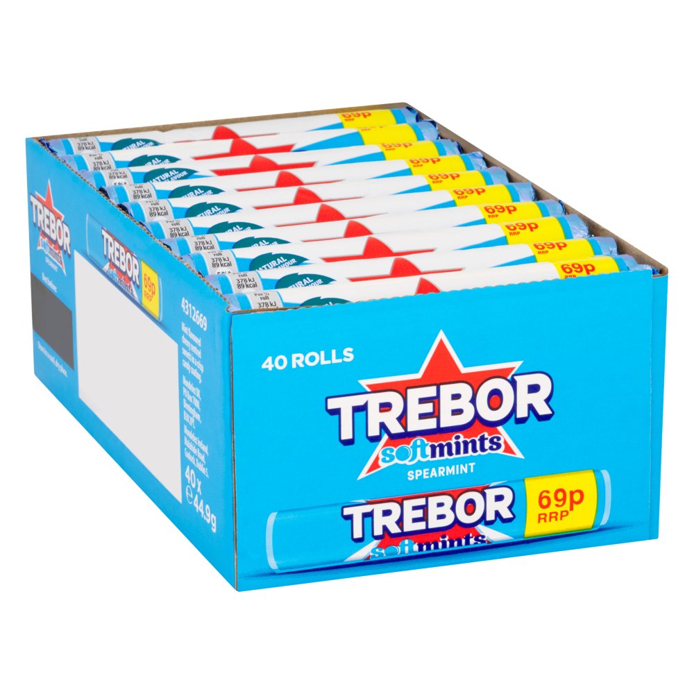 Trebor Softmints Spearmint Roll PMP 44.9g (Box of 40)