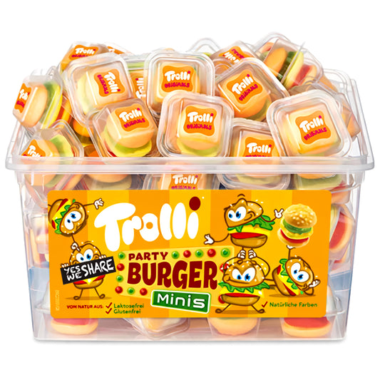 Trolli Party Burger Mini Gummy Sweets – Pack of 60 Novelty Candy