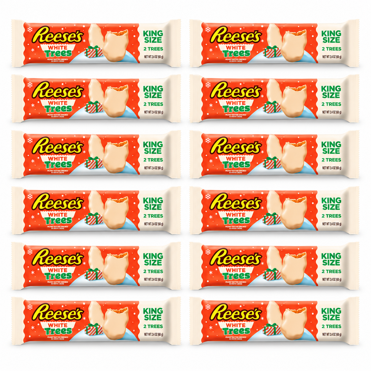 Reese's White Creme Peanut Butter Trees 68g (12 & 24 Bars)