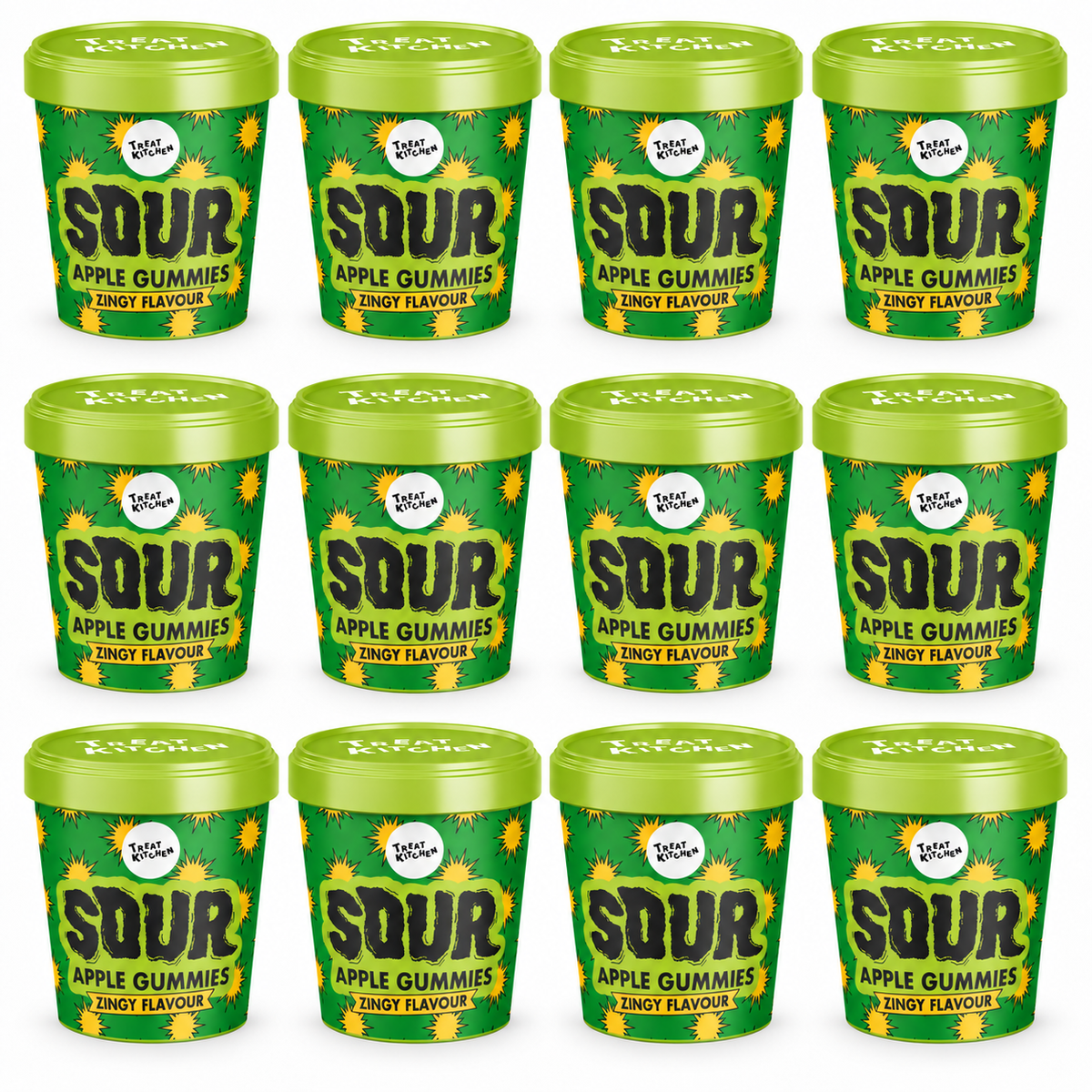 Treat Kitchen Sour Green Apple Gummies Tub 90g (6 & 12 Tubs)