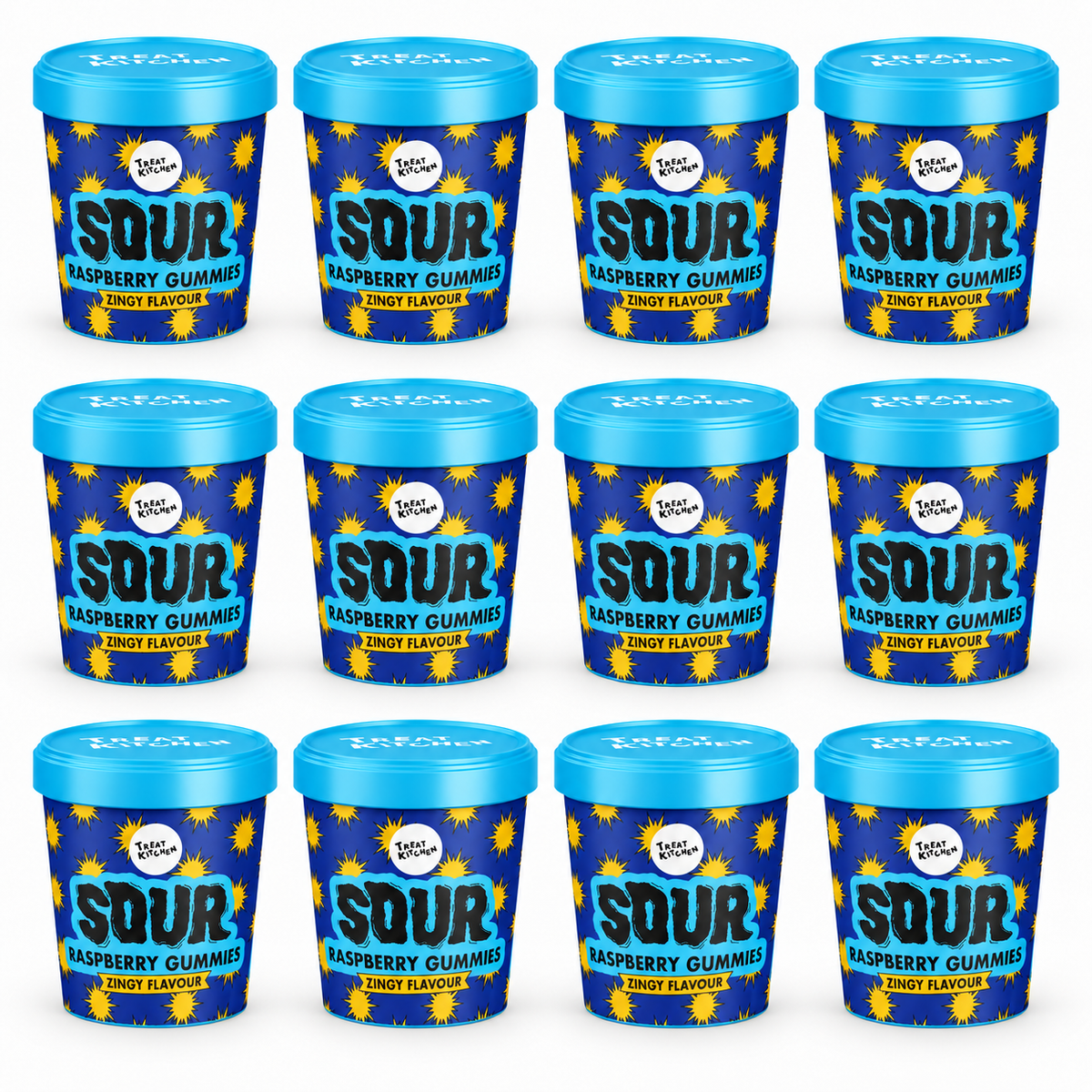Treat Kitchen Sour Raspberry Gummies Tub 90g (6 & 12 Tubs)