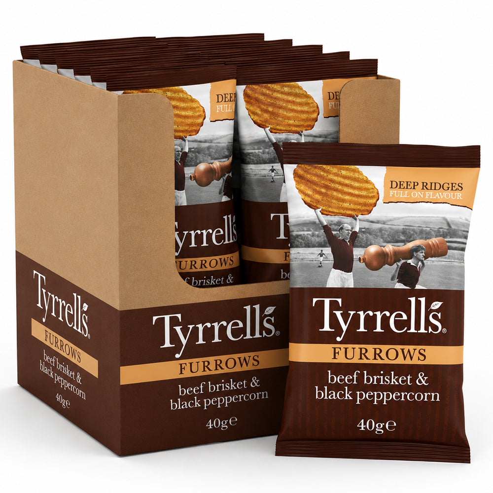 Tyrrells Furrows Beef Brisket & Black Peppercorn Crisps 40g (Case of 24)