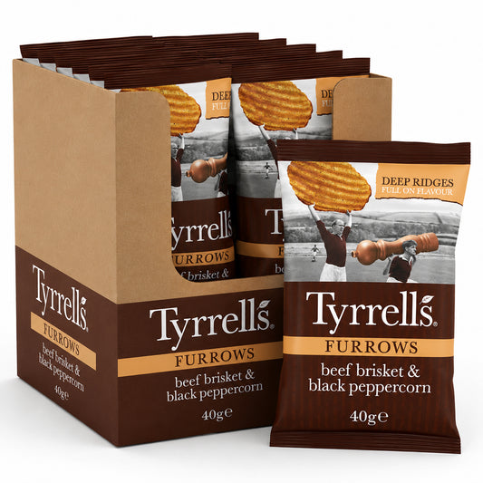 Tyrrells Furrows Beef Brisket & Black Peppercorn Crisps 40g (Case of 24)