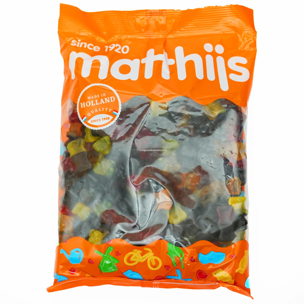 Matthijs Neon Fruit Sweet Liquorice Bears – 1kg Bag | Gluten Free Dutch Candy