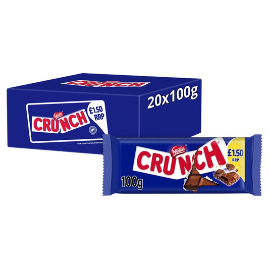 Nestlé Crunch Milk Chocolate 100g PMP – Box of 20