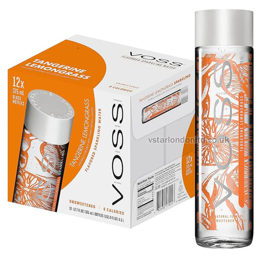 VOSS Sparkling Water Variety Pack – Tangerine Lemongrass, Lime Mint, Lemon Cucumber – 375ml (12-Pack)